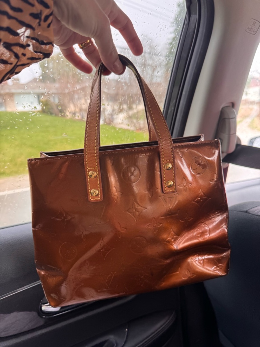 Authentic Louis Vuitton Metallic Brown Vernis Patent Satchel
